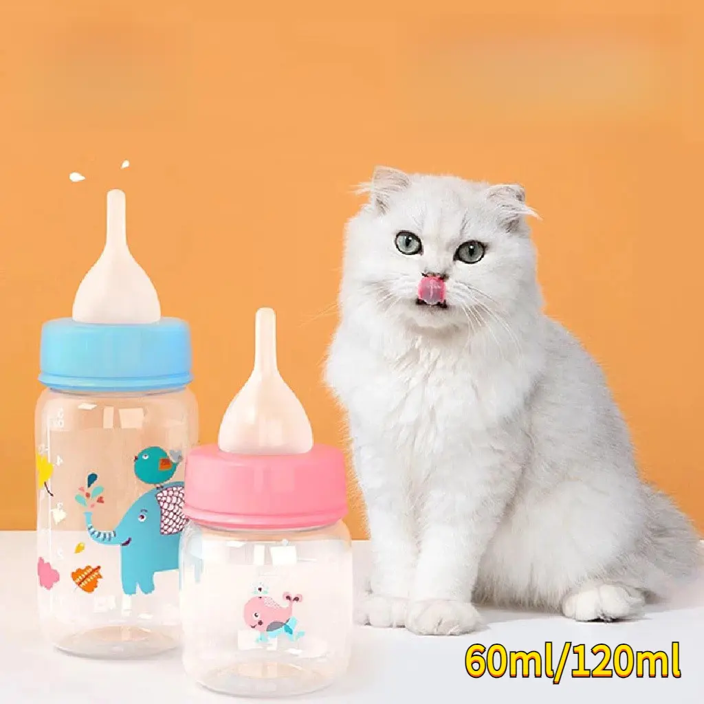 Bộ bình sữa cho ăn, cho chó Con, mèo con, mèo sơ sinh, chó và mèo, ống hút, cho bú, nước và sữa, có sẵn trong 60ml và 125ml, thích hợp cho du lịch tại nhà