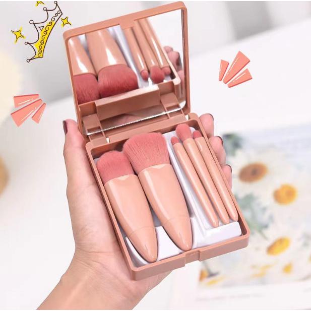  Hộp 5 Cây Cọ Trang Điểm Cao Cấp Kèm Gương Cọ MAKEUP Lông Mềm Mịn Có Hộp Đựng  BBVT  Cosmetic 