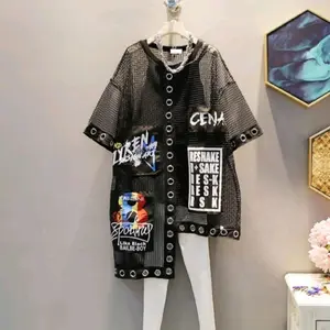 Baju Outfit Cewek Blus Harajuku Korean Style Baju Jaring Wanita Atasan Wanita Terbaru baju lebaran Nyaman Kaos Renda Oversize