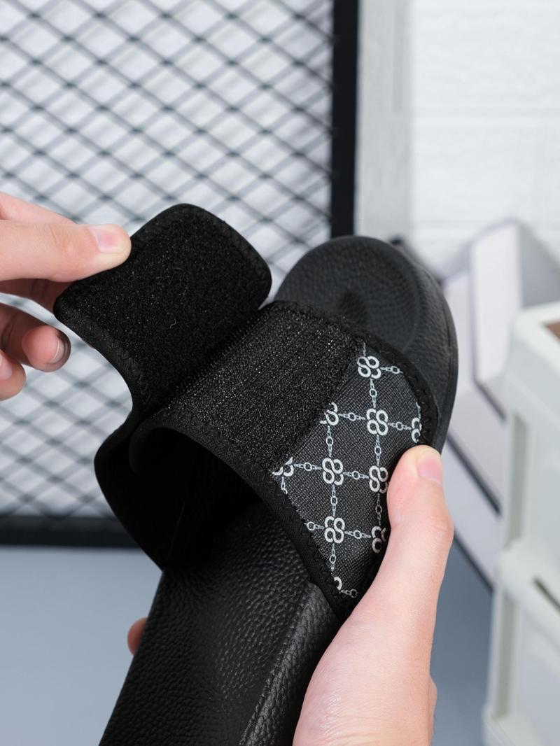 Product Introduction of Men's 1 Pair Fashionable Plaid Pattern Slides, Summer 2024 Casual Comfortable Non-slip Slippers, Velcro Slippers for Men for Home & Outdoor 7