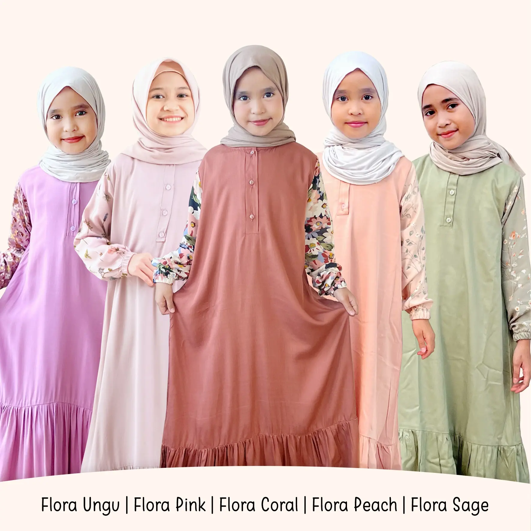 Gamis Anak Perempuan Muslim Umur 5 s/d 12 Tahun Homey Dress Elizza Series Motif Mix Polos Bunga By Erlimakids Bahan Katun Rayon Viscose Premium Lucu Dan Cantik Adem Nyaman Dipakai Bisa COD