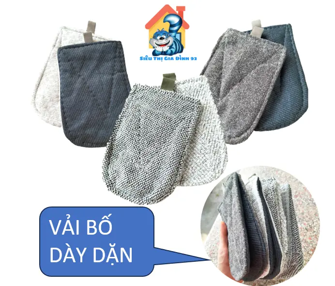 1 Cặp 2 Miếng Nhấc Nồi Cách Nhiệt Vải Bố Dày Dặn