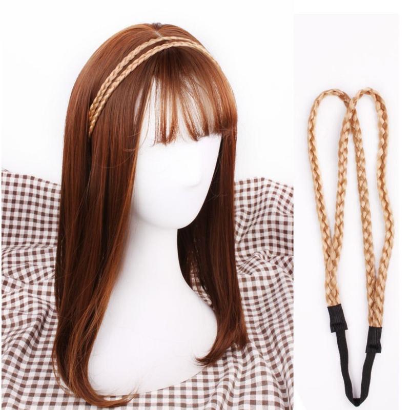 Product Introduction of Natural Daily Black Female Girls Hair Accessories Adjustable Synthetic Heat Resistant Fiber Plaited Headband Double Braided Headwear Synthetic Braided Headbands Twist Elastic Hair Headband 8