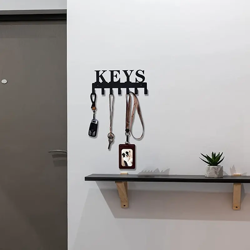 Metal Key Holder Hook for Wall Decorative Key Organizer Rack Hanger with 7 Hooks for Hallway Front Door Entryway Office