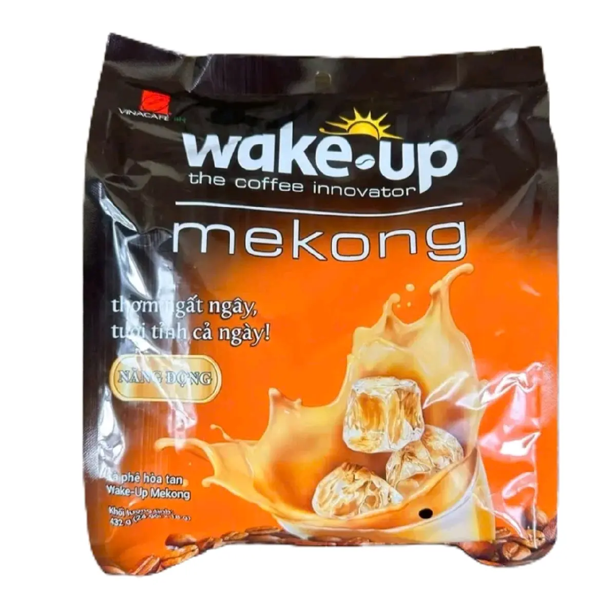 Combo 3 túi Cafe sữa Wake-up mekong Màu Cam ( mẫu mới ) 1 bịt 24 gói nhỏ × 18g Coffee Cà Phê