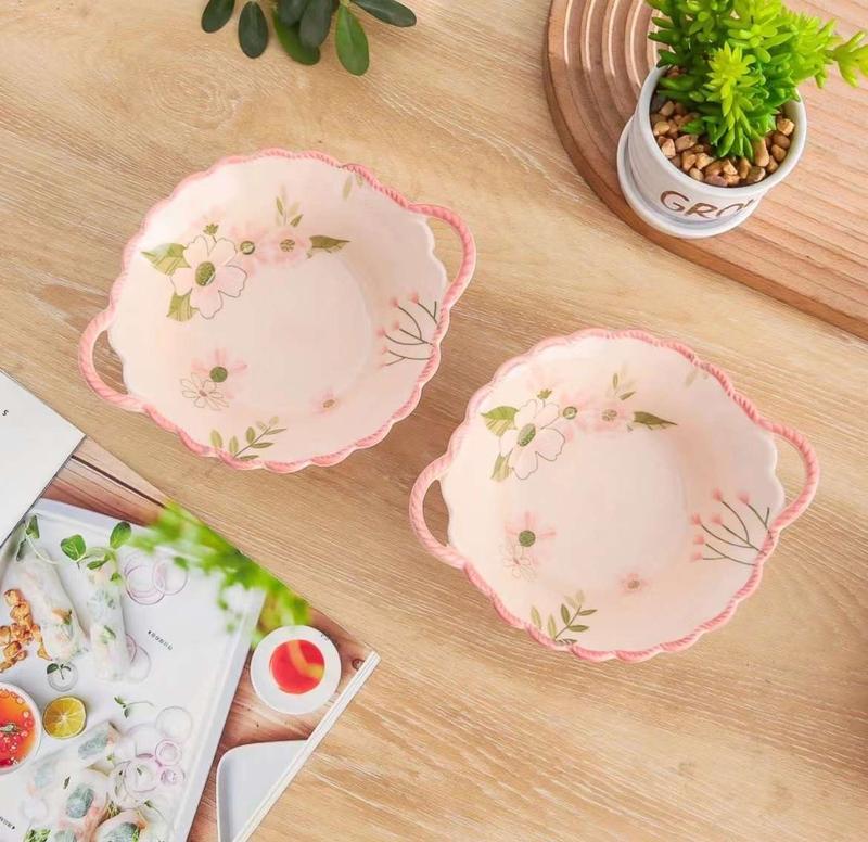 Product Introduction of Bát hoa sứ men hồng kem cực xinh 3