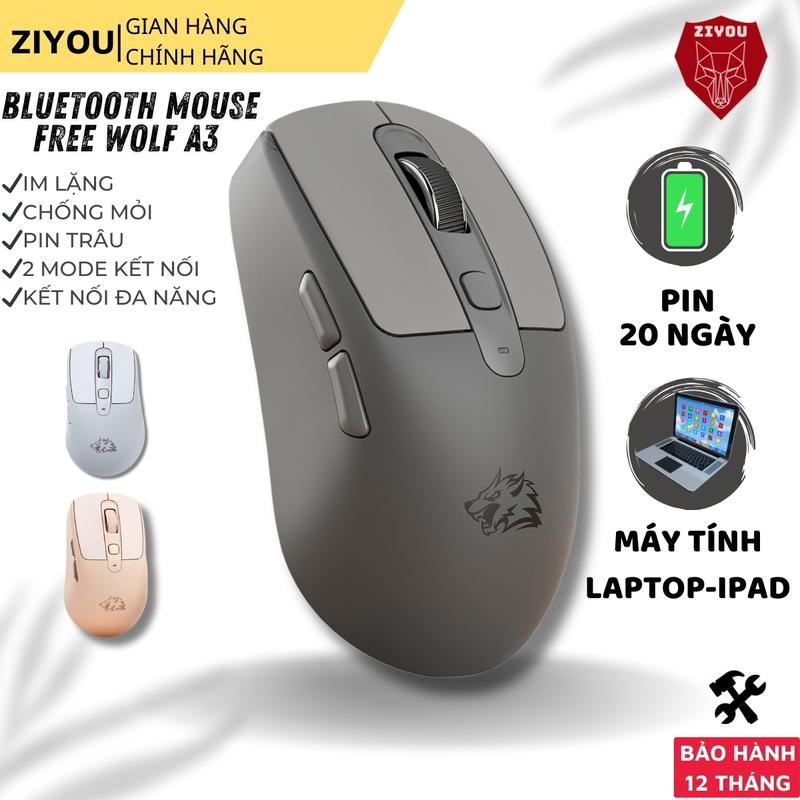  Chuột Bluetooth Không Dây Ziyou Free Wolf A3 Chip PAW3212 Siêu Mượt Dùng Văn Phòng Chơi Game 