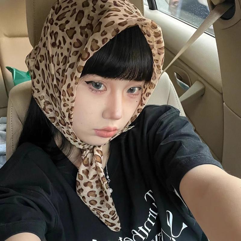 Khăn Quàng Vuông Nhỏ Nhẹ, Phong Cách Cô Gái Nóng Bỏng Xu Hướng Mới, Khăn Quàng Quấn Tóc Mùa Xuân Và Mùa Hè, Phong Cách Cổ Điển Hip-Hop, Khăn Quàng Lụa Họa Tiết Da Báo, 2025 2