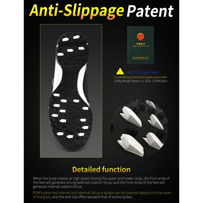 Product Introduction of [PGM] Golf Shoes Rotation Shoelace Sneakers New Design 4 Color Good Quality Waterproof Men Sport Shoe With Anti-Skid Sole XZ096 36