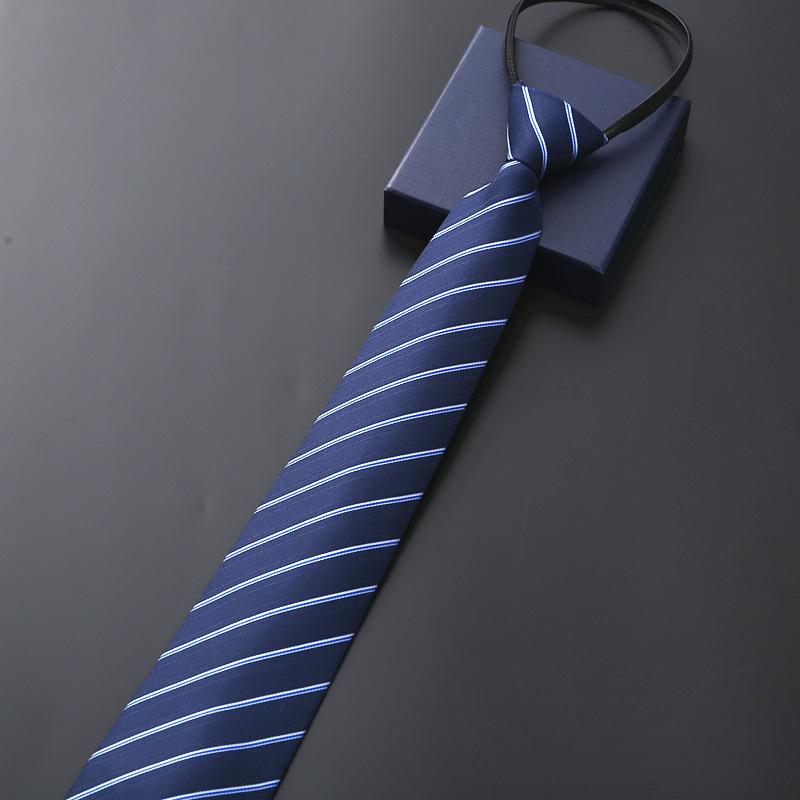 Product Introduction of Cà vạt công sở nam, cà vạt khóa kéo trang trọng, sọc xanh biển đám cưới chú rể, phong cách Hàn Quốc, cà vạt lười màu đen, một kéo, bán chạy 3