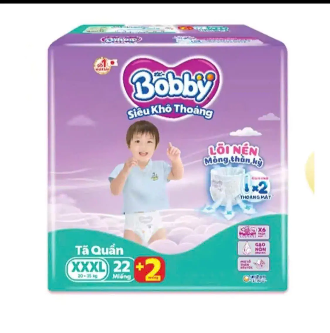 Tặng Thêm 2 Miếng Bên Trong - Tã quần Bobby XXXL22 - Bỉm quần trẻ em size XXXL 22 miếng từ 20 đến 35 kg - Tã quần cho bé size cực đại 3XL