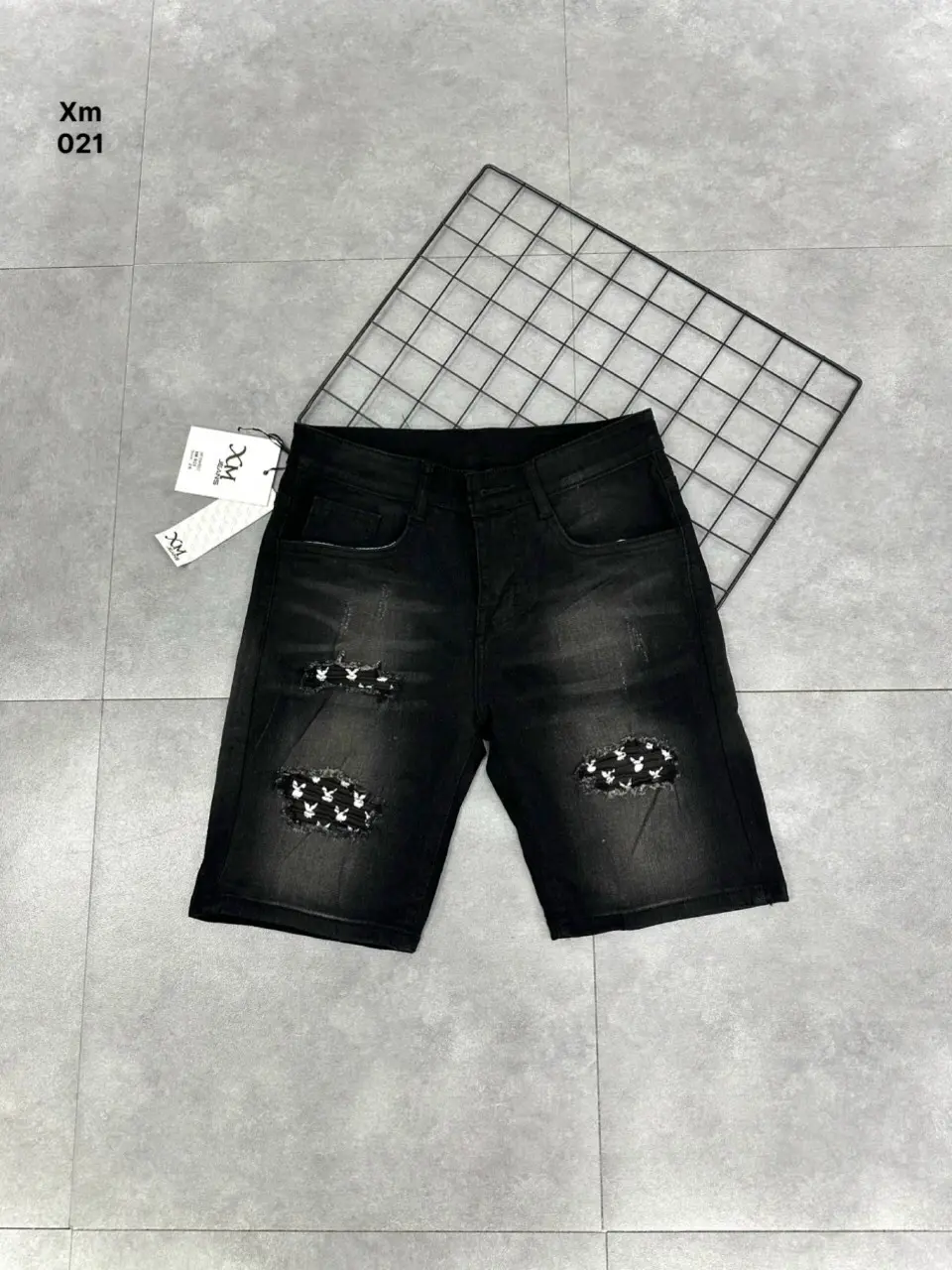 Quần short jean nam rách kiểu quần đùi vải bò đẹp 021