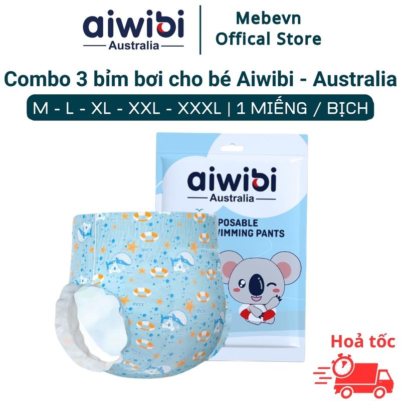  Combo 3 bỉm bơi cho bé aiwibi - bỉm đi bơi cho bé cao cấp Australia đang hot trend 1 bịch 1 miếng Voi 