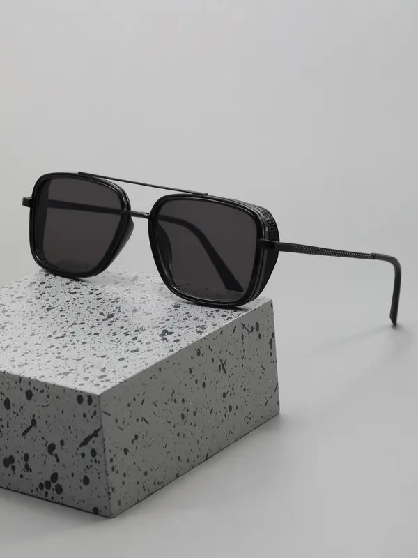 Men's 1 Pair Simple Sunglasses For Everyday Use, Summer Square Frame Double Beam Fashion Sunglasses, Modern Travel Accessories 6