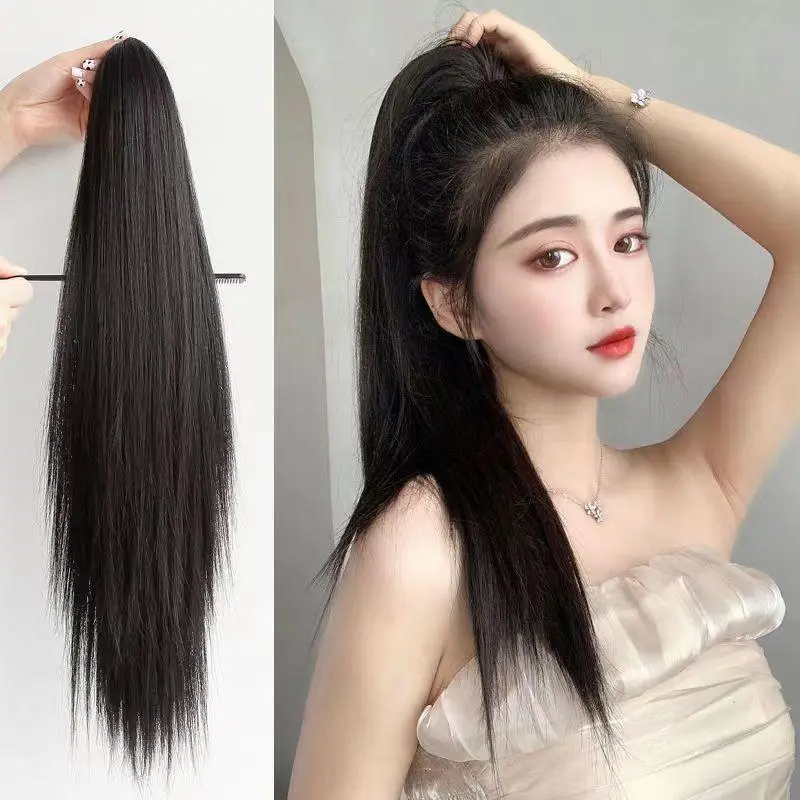Tóc Giả Thời Trang Cho Nữ, Tóc Đuôi Ngựa 22 Inch, Tóc Xoăn Dài / Tóc Thẳng, Tóc Nối Tóc Đuôi Ngựa Women 2