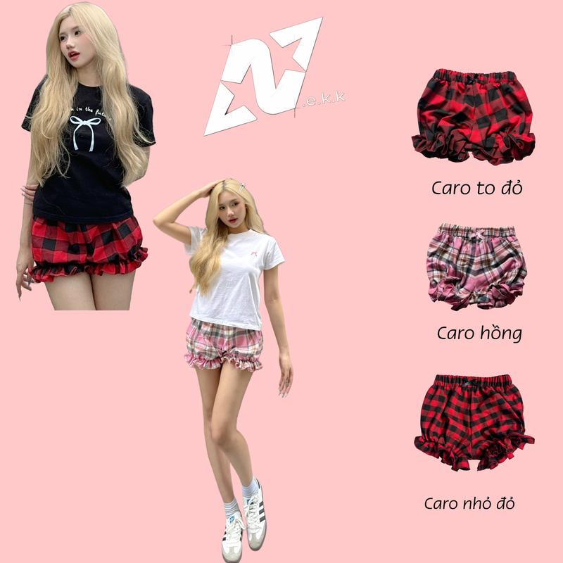 QUẦN SHORT CARO NƠ BÍ ĐÙI NỮ DỄ THƯƠNG - N.E.K.K