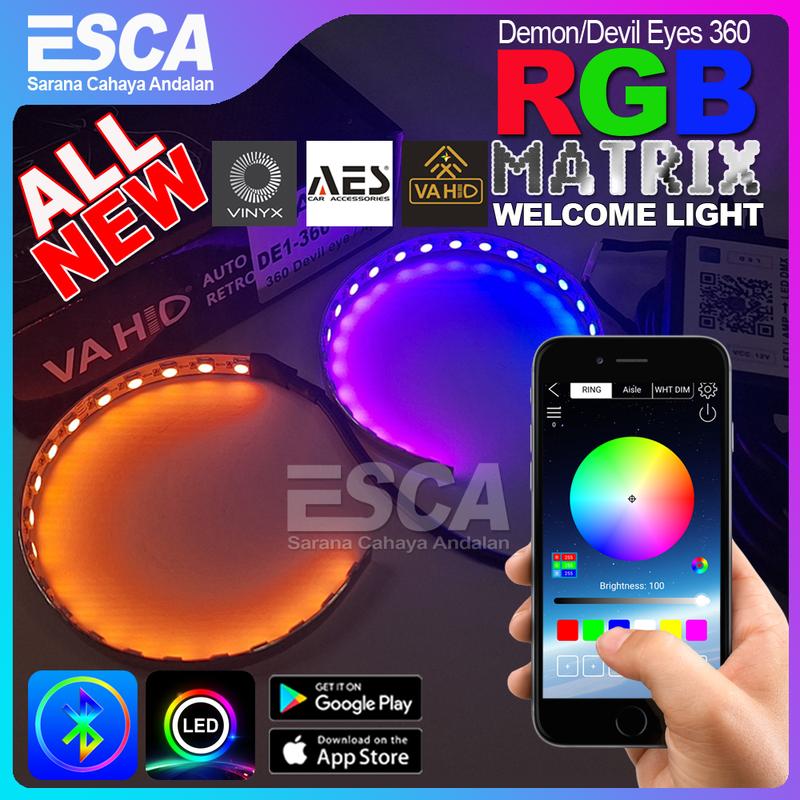 All New Demon RGB Matrix Welcome Light Sein Running | Devil Eyes 360 RGB Welcome Light | Lampu LED Demon Devil Eyes 360 RGB Merk Vahid | DE RGB Bluetooth Apps Andoid IOS Car Accesories 0