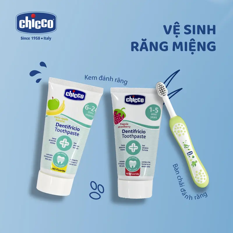 [CÓ BILL] Kem đánh răng cho bé CHICCO - Nhập khẩu Italia - Chứng nhận an toàn cho bé - Size to tiết kiệm 50ml 1