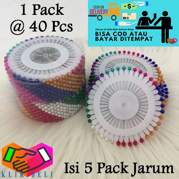(200 PCS / 5 PACK) Jarum Pentul Bulat Piring Mini Peniti Pin Hijab Pentol