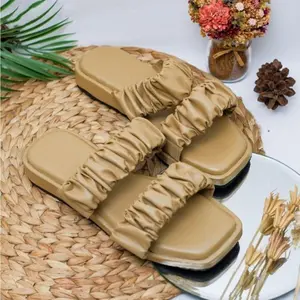 Promo Big Sale Sandal Wanita Platform Straps Kerut Ban 2 Tinggi 3 cm Sendal Wedges Korea Terbaru Termurah Flat Karet