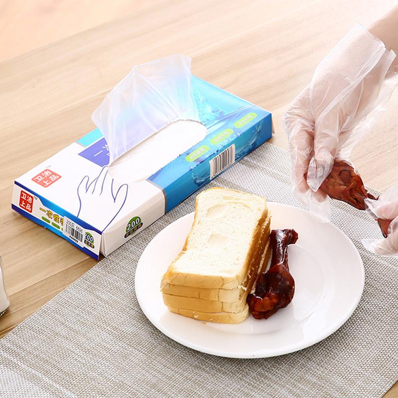 Product Introduction of 100/200pcs Latex Free Gloves PE Disposable Gloves Transparent Non-Slip Acid Work Safety Food Grade Household Cleaning Gloves 17