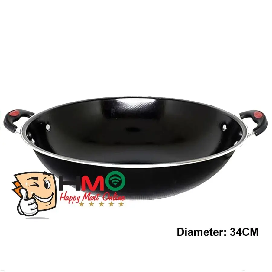 Panci Wajan Enamel Diameter 34 CM Anti Lengket Wok Pan GSF 2034 Besi Kitchenware