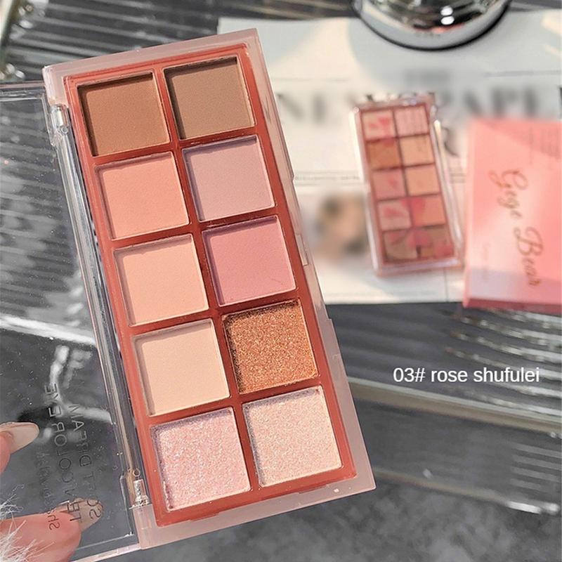 Bảng Phấn Mắt, 10 Màu, Không Thấm Nước, Lấp Lánh Và Lì Bảng Phấn Mắt Trang Điểm 8