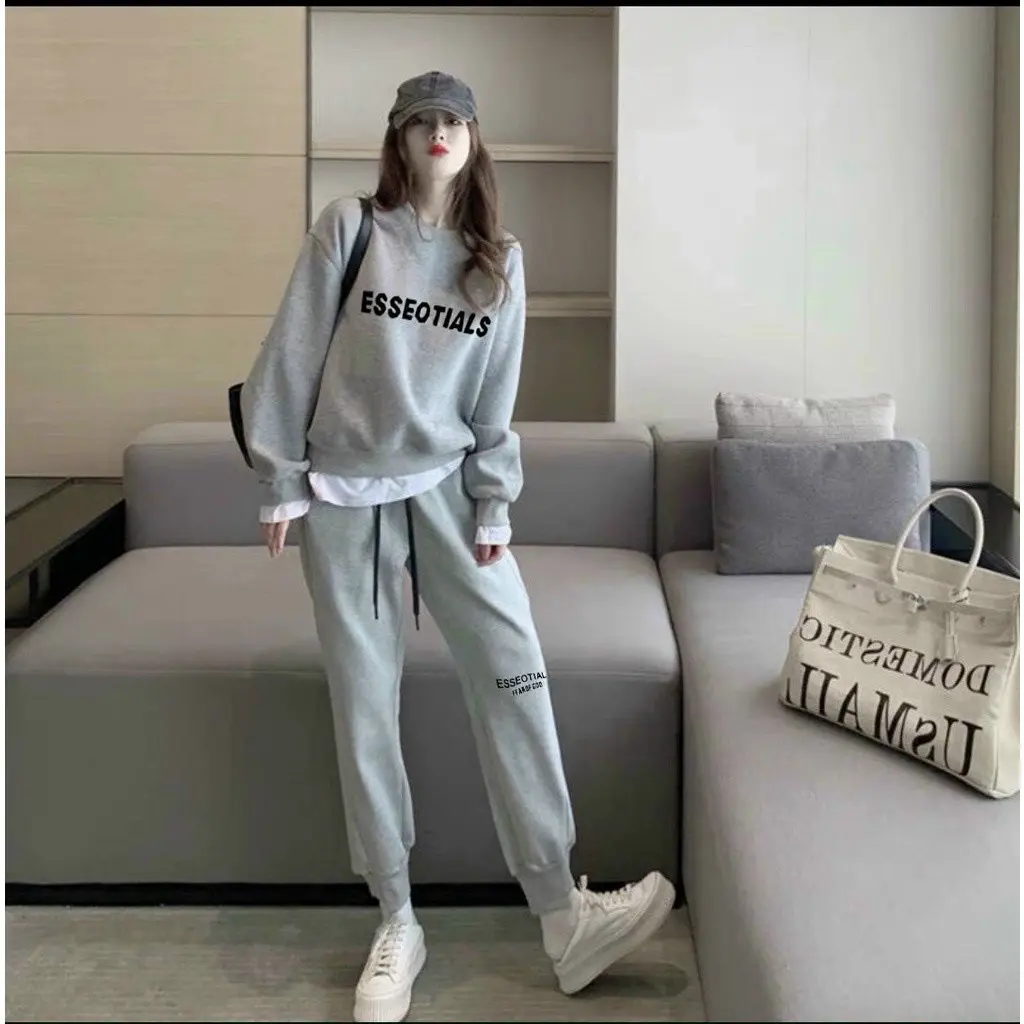 Bộ nỉ nữ thu đông chất liệu nỉ bông cao cấp,trẻ trung, phong cách Áo Pants Quần Top Đen Voi Women bộ  nỉ drew