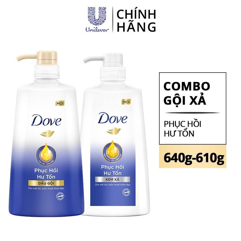 Combo 2 Dove Hỗ Trợ Phục Hồi Hư Tổn Dầu Gội 640g + Kem Xả 610g [2]