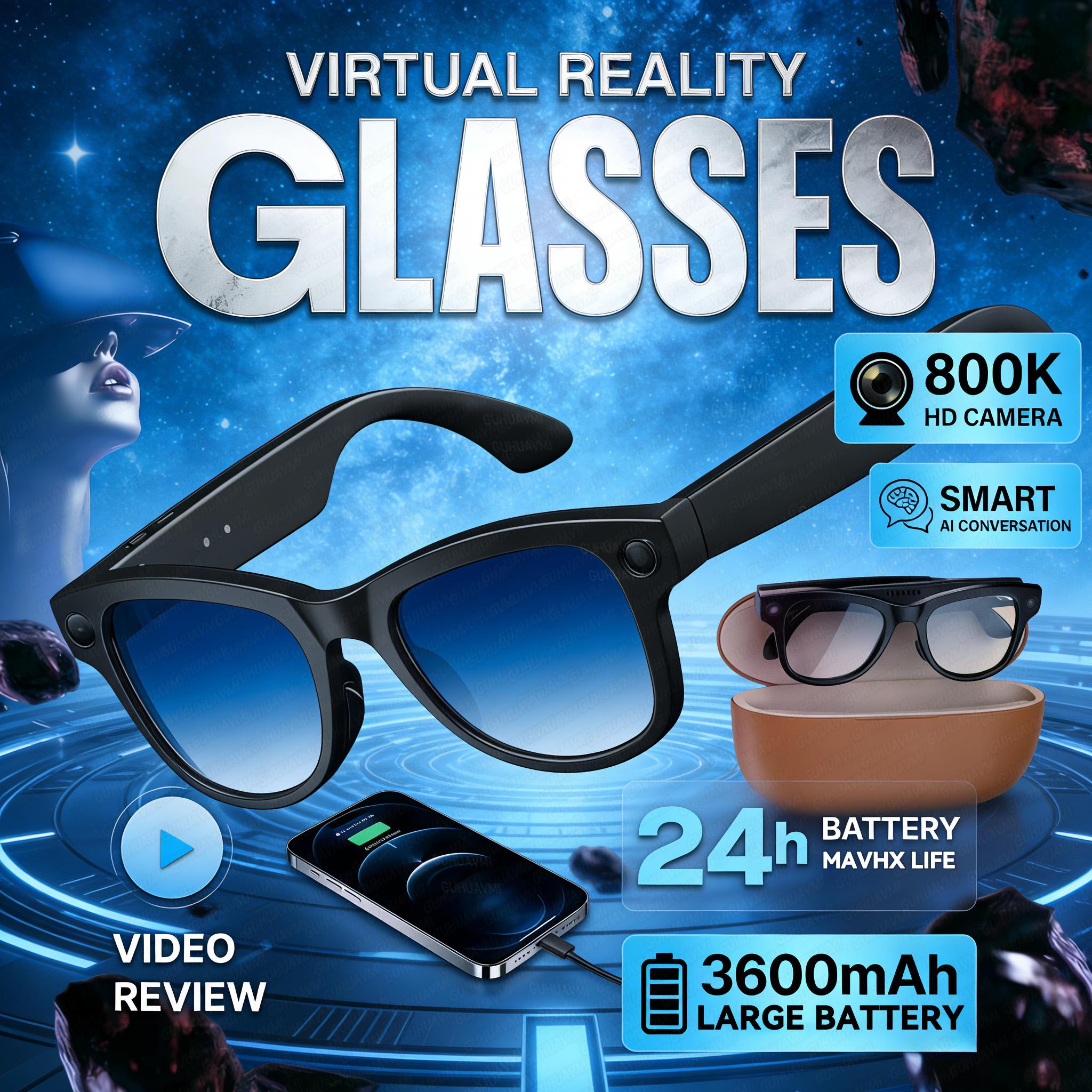 2026 Upgrade Comes With Charging Case smart glasees Camera Video Recording AI Photo Recognition Translation Voice Sunglasses Men - Image 2