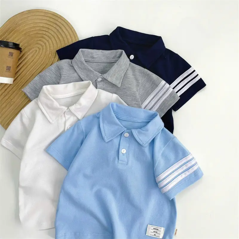 Áo polo cộc tay bé trai chất liệu cotton thoáng mát. Áo polo bé trai 9-24kg 0