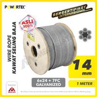 Gambar POWERTEC Wire Rope / Kawat Seling Baja 6x24 7FC 14mm Galv  - 1 Meter dari megajaya.co.id Kota Administrasi Jakarta Pusat 1 Tokopedia