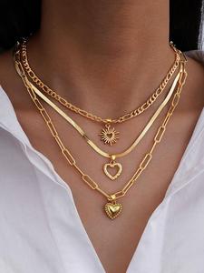 Collar de capas con diseño elegante de corazón para mujer, Joyería de moda para fiestas, Decoración de ropa diaria, Joyería comodín y exquisita para regalo de cumpleaños