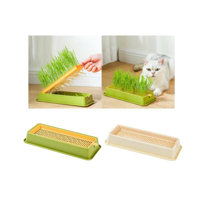 Seed Sprouter Tray Hydroponic Cat Grass Box Wheatgrass Bean Sprouts Wheatgrass Grower Soil Free Cat Grass Sprouting Tray for Microgreens 4