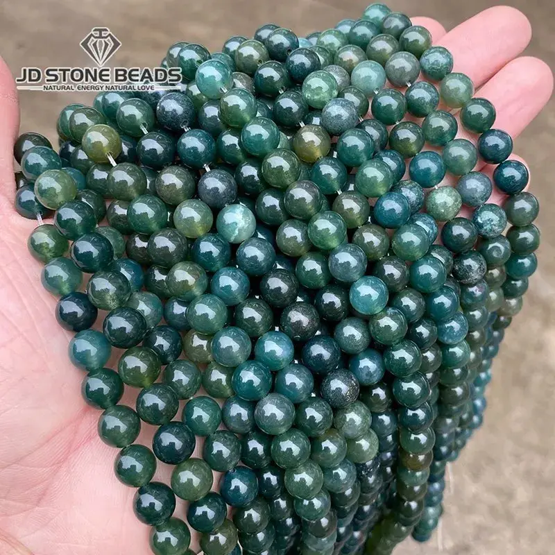 Wholesale 5A Quality Natural Stone Moss Grass Agates Round Loose Spacer Beads For Jewelry Making DIY Bracelet Necklace Accessory