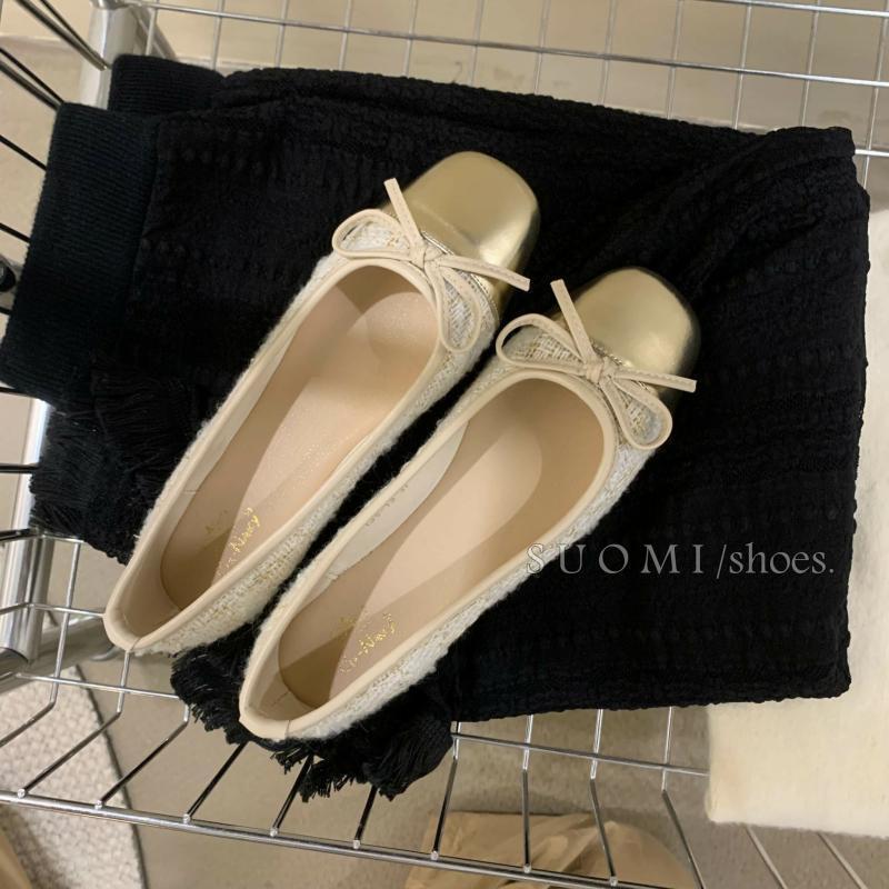 Giày Mary Jane Lười Biếng, Gommino, Mũi Vuông, Cắt Thấp, Phong Cách Hàn Quốc Mới, Thắt Nơ Phẳng, Màu Khối Nữ Shoes Giày Bệt Hoa 4