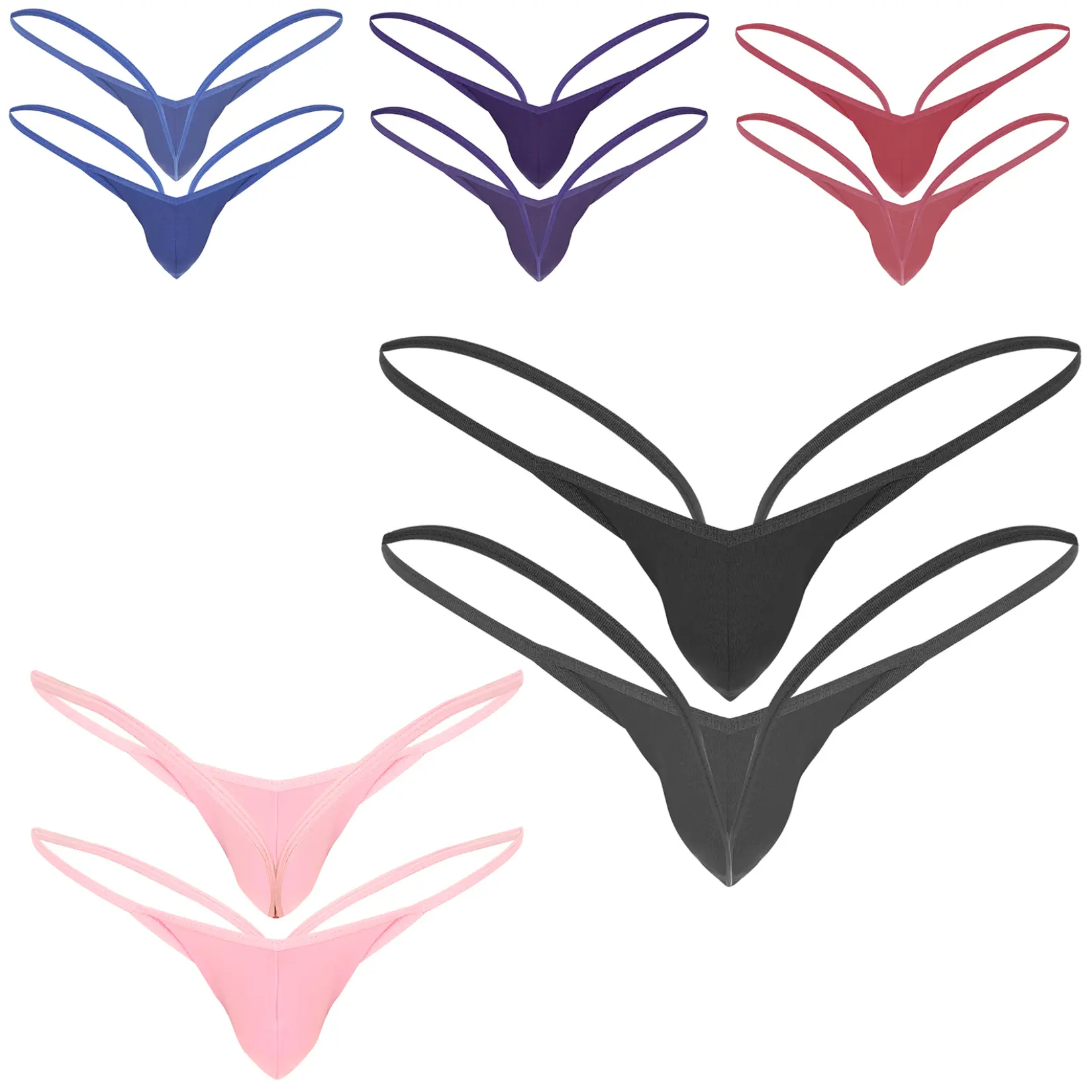Venjoe Men's Low Rise Bulge Pouch Backless Skinny G-String Thongs T-Back Jockstrap Bikini Underwear