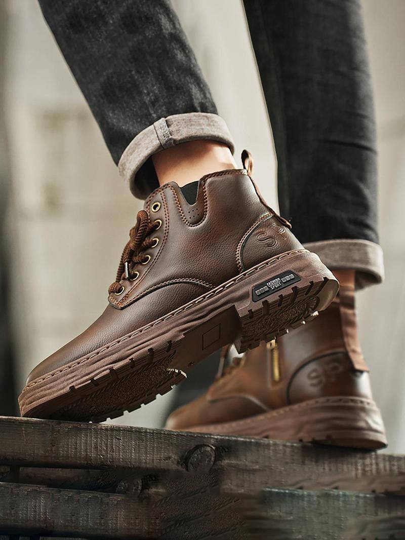 Product Introduction of Men's Fashionable Lace Up Ankle Boots, Casual Comfortable Boots for Daily Wear, Male All-match Trendy Shoes for Daily Wear, Shoes for Christmas List 9