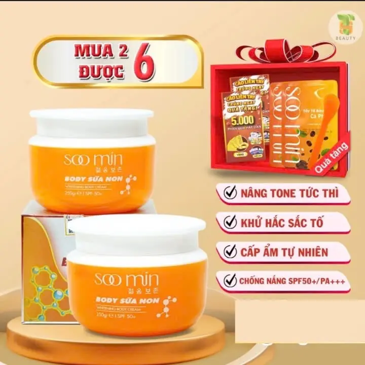 Combo 2 Hộp ￼Kem Body  Sữa  Non  Soon Min Hàn Quốc Giúp Trắng Da , Phục Hồi Da Hư Tổn, Chống Nắng 2