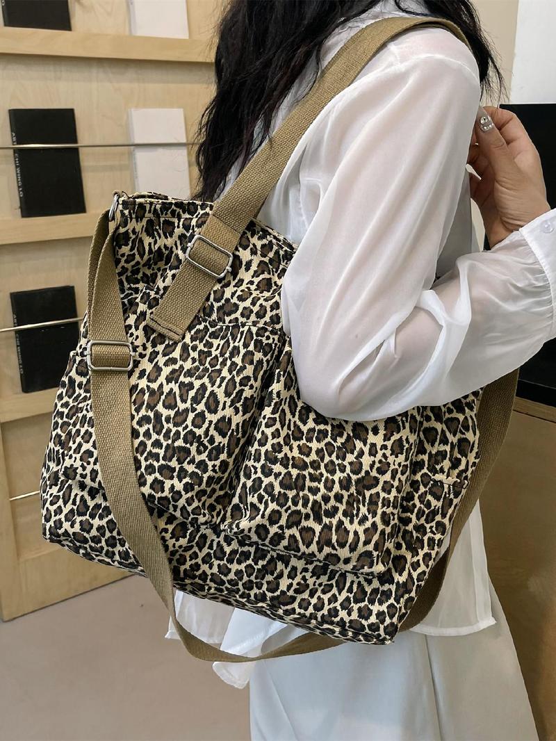 Product Introduction of Fashion Leopard Pattern Tote Bag, Casual Versatile Shoulder Bag for Women, Trendy All-match Bag for Daily Use 0