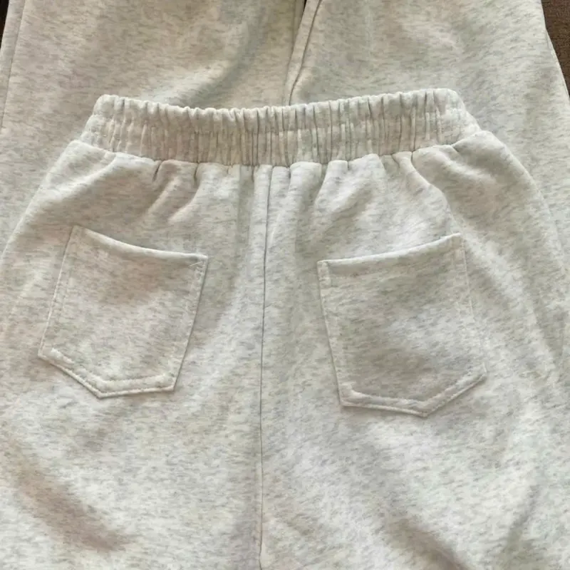 (Quần Cao Cấp) Quần Nỉ Ép 2 Da Bản Ống Rộng Cạp Cao Unisex Chất Nỉ Co Giãn Có Dây Rút Ống 5