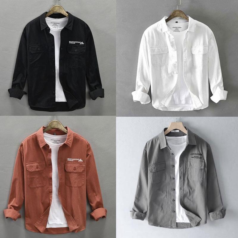 Áo sơ mi kaki dài tay basic TOPMEN phối đồ cực đẹp Menswear Có Cổ Có Túi sominam dep