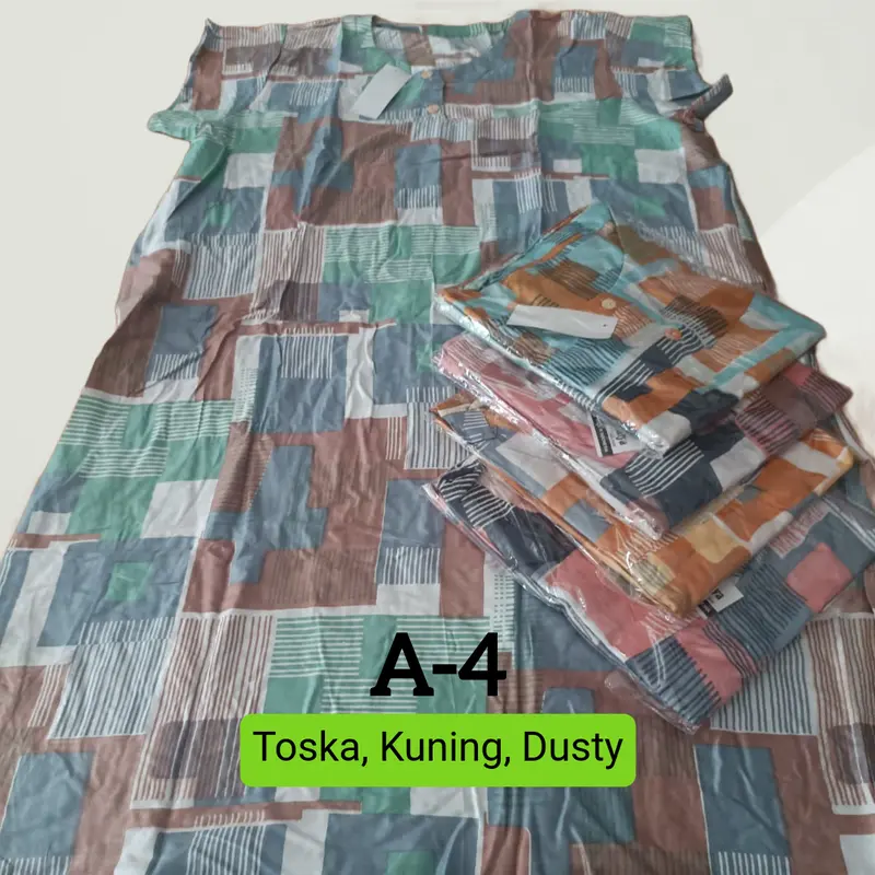 Daster Payung Jumbo 4 Pcs Motif Abstrak Bahan Rayon LD/PB 120 Busui Kancing 4
