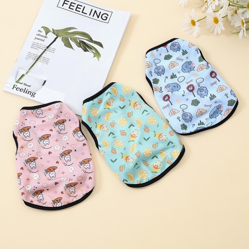 New Cute Pet Dog Clothes Small Medium Dog Comfortable Pet Vest Cartoon Printed Pattern Breathable Dog T-shirt 3