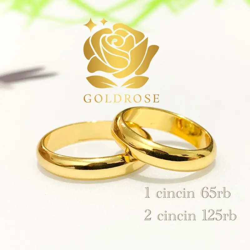 Cincin couple Titanium polos Lapis Emas18k [HARGA SATUAN] ANTI KARAT cincin pasangan tunangan nikah cincin cincin  platinum 0