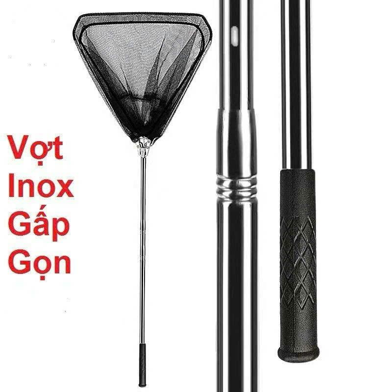  Vợt vớt cá Inox tam giác liền vành vợt cá gấp gọn 2m1 