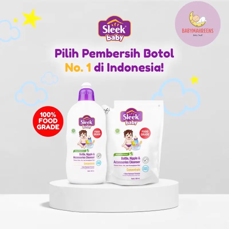 [450Ml] sleek baby bottle nipple and accessories cleanser / sabunpencuci botol bayi 1