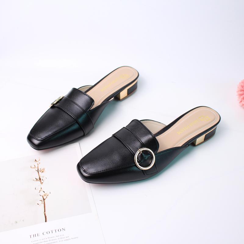 Giày Sục vuông SN cao 3 phân đế cao su non mềm êm chân DéP Jean Len