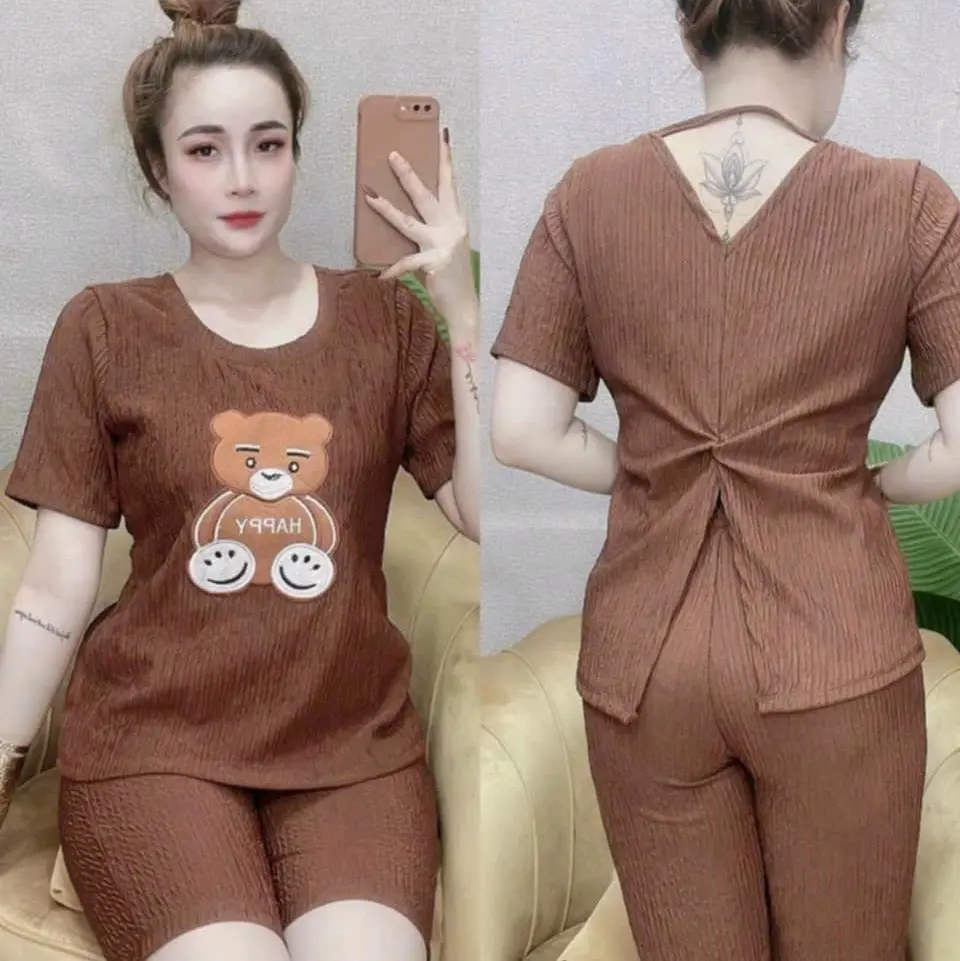 Set bộ quần lửng trên gối  40-65kg chất thun xốp nhật co giản nhẹ mềm mịn.m Nữ