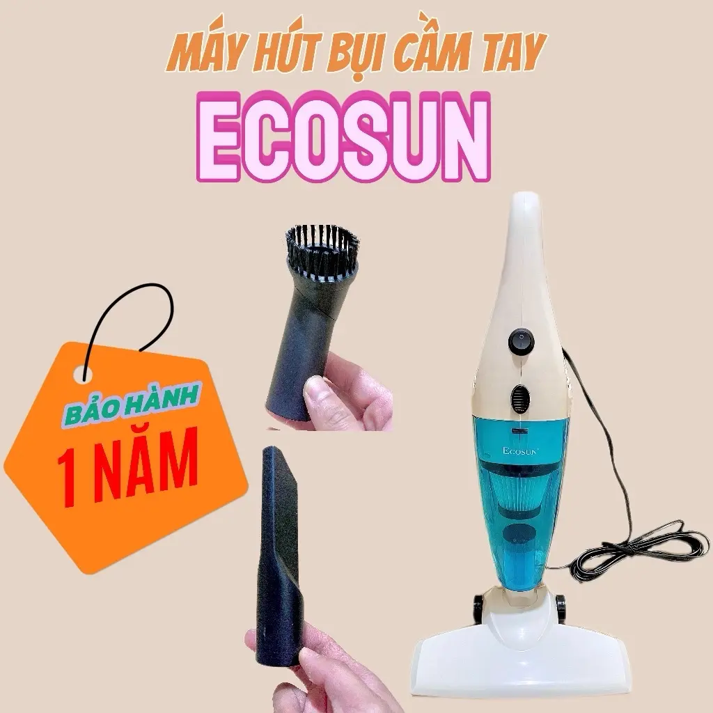 Máy hút bụi đa năng cầm tay gia đình Ecosun EC-VC01, lực hút 15000PA, công suất 600W